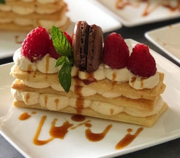Puff Pastry with Caramel and Raspberry Recipe